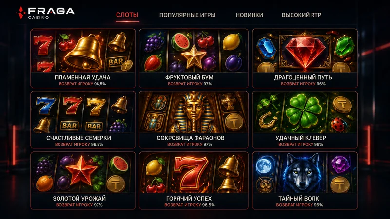 Каталог игровых автоматов Fraga Casino с отдачей игр